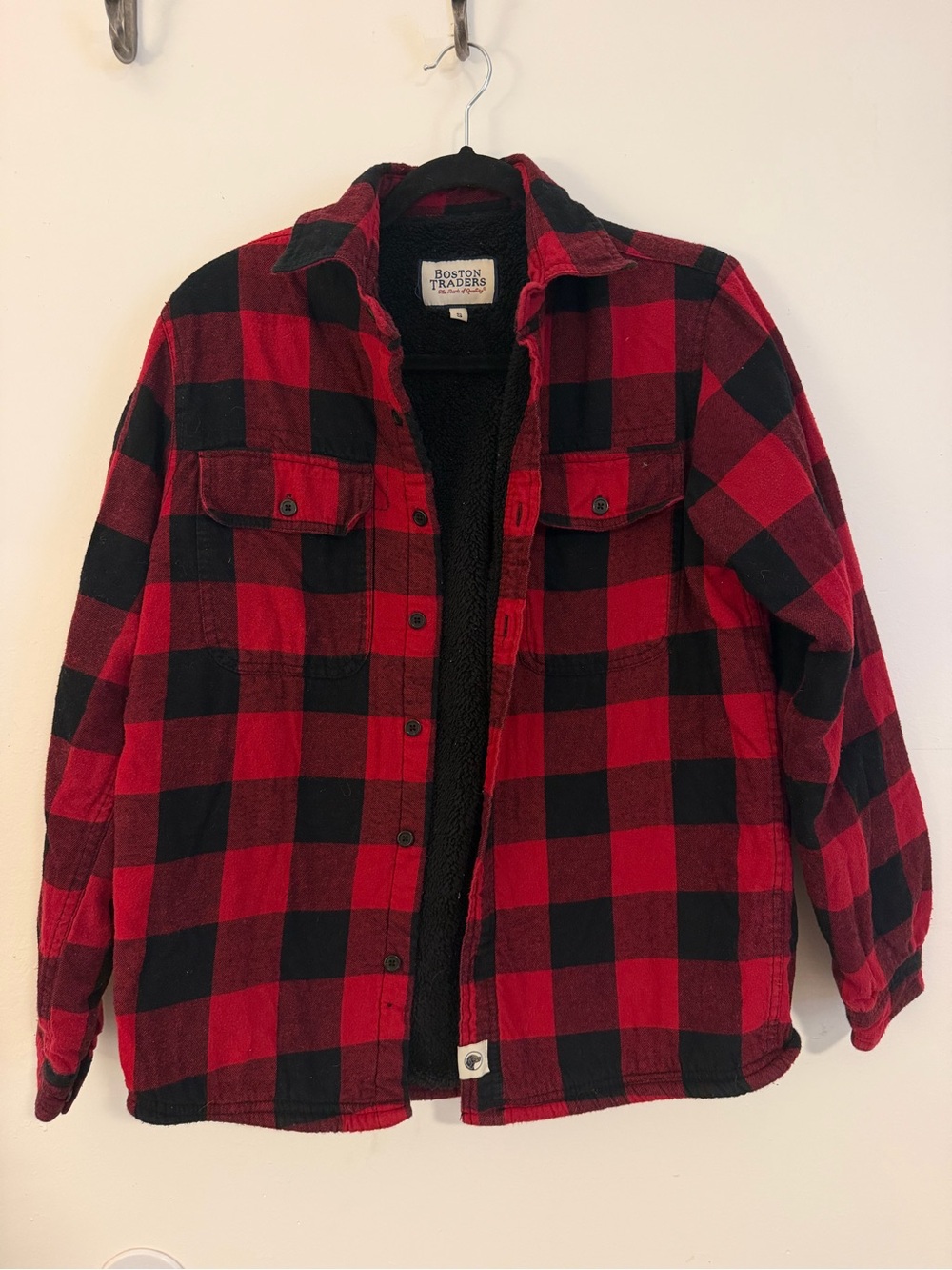 Boston Traders Red & Black Buffalo Plaid Teddy-Lined Jacket
